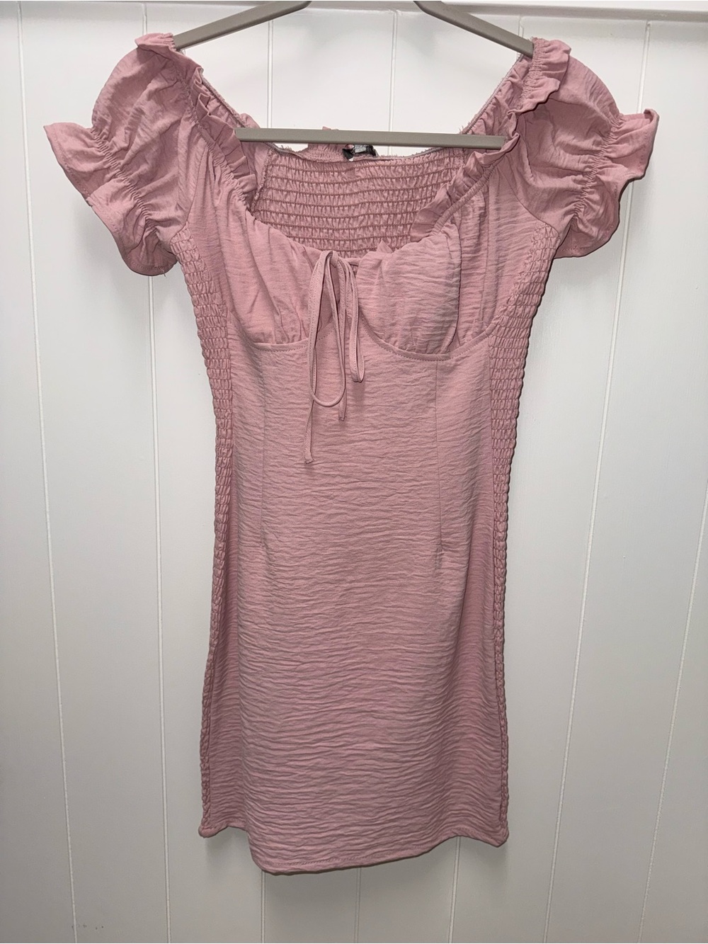 Love Tree Dusty Rose Smocked Puff Sleeve Mini Dress Size Small Romantic